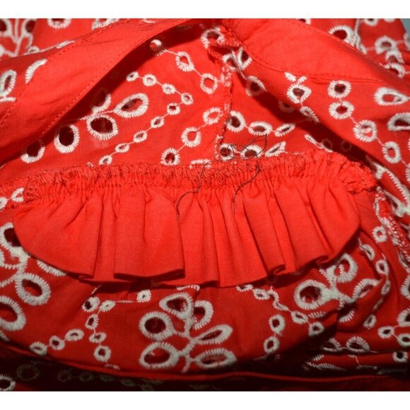 Cabi Ladies S Red Lyric Eyelet Button Front Blouse Top Size S Puff Sleeves - Picture 9 of 12
